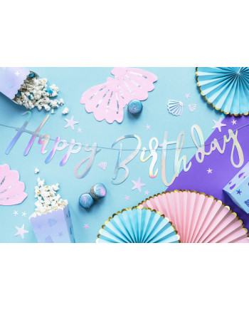 Baner Happy Birthday, opalizujący, 16,5x62cm