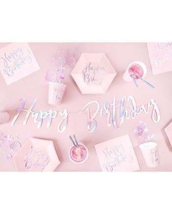 Baner Happy Birthday, opalizujący, 16,5x62cm