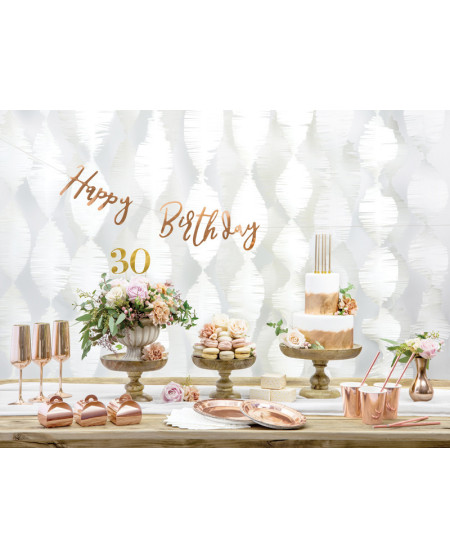 Baner Happy Birthday, różowe złoto, 16,5x62cm