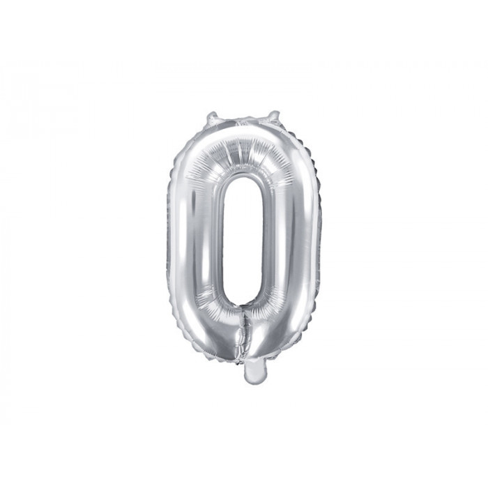 Balon foliowy Cyfra ''0'', 35cm, srebrny