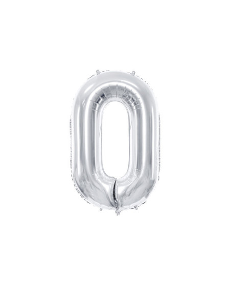 Balon foliowy Cyfra ''0'', 86cm, srebrny