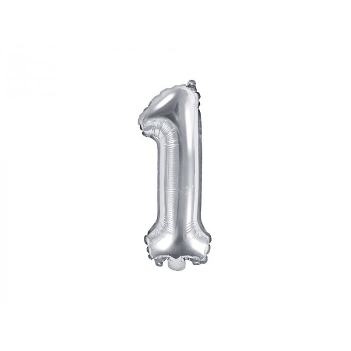 Balon foliowy Cyfra ''1'', 35cm, srebrny