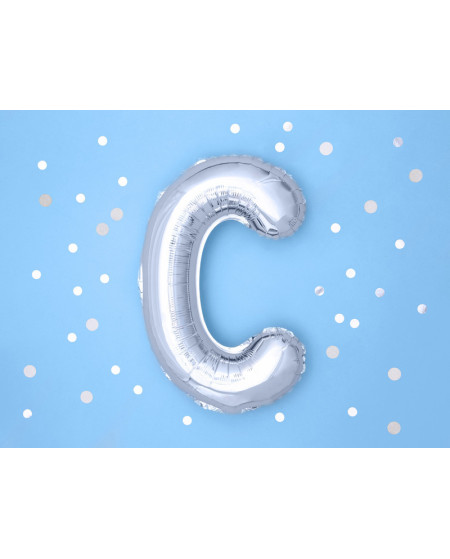 Balon foliowy Litera ''C'', 35cm, srebrny