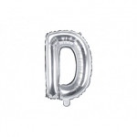 Balon foliowy Litera ''D'', 35cm, srebrny