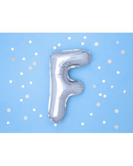 Balon foliowy Litera ''F'', 35cm, srebrny