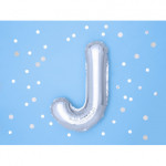 Balon foliowy Litera ''J'', 35cm, srebrny