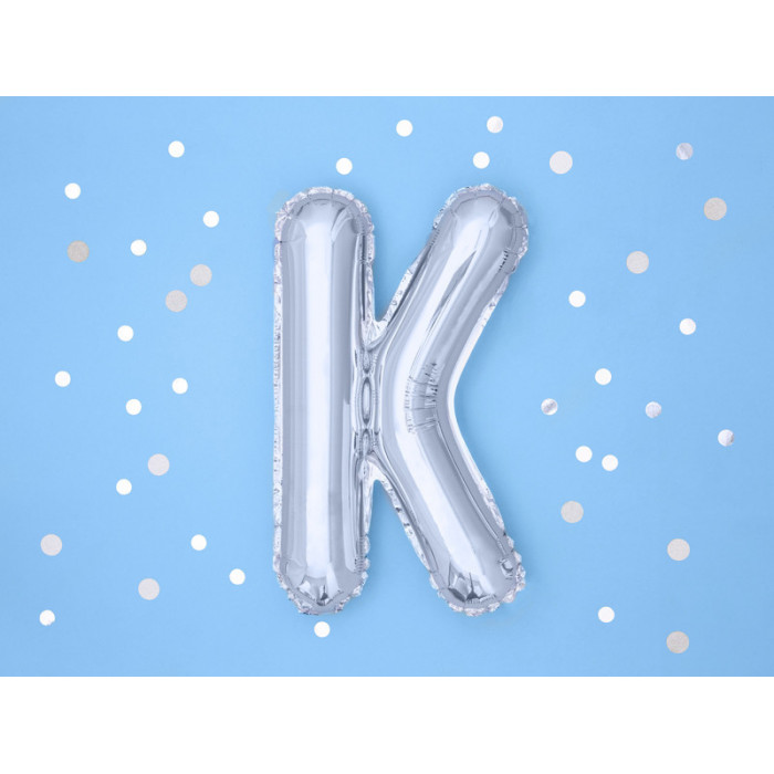 Balon foliowy Litera ''K'', 35cm, srebrny