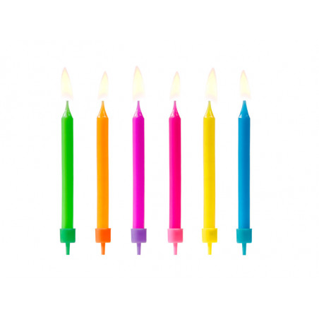 Świeczki urodzinowe Kolorowe, mix,  6,5cm (1 op. / 6 szt.)