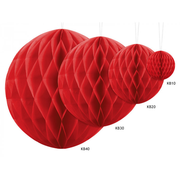 Kula bibułowa, czerwony, 30cm
