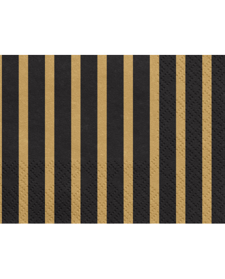 Serwetki Paski, złoty, 33x33 cm (1 op. / 20 szt.)