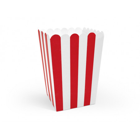 Pudełka na popcorn, mix, 7x7x12,5cm (1 op. / 6 szt.)