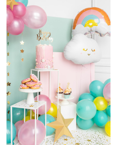 Topper na tort Happy Birthday, złoty, 22,5cm