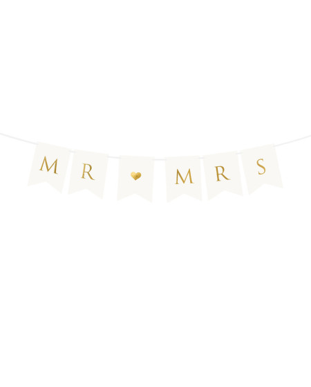 Baner Mr Mrs, biały, 15 x 85 cm