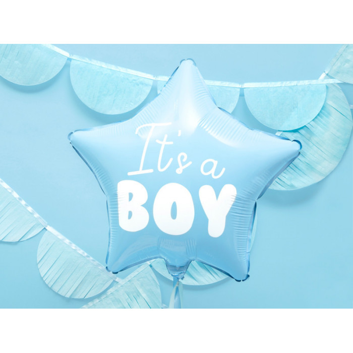 Balon foliowy Gwiazdka - It's a boy, 48cm, jasny niebieski