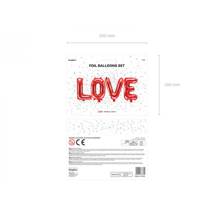 Balon foliowy Love, 140x35cm, czerwony