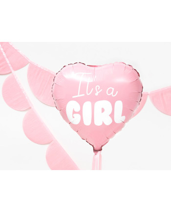 Balon foliowy Serce - It's a girl, 45cm, jasny różowy