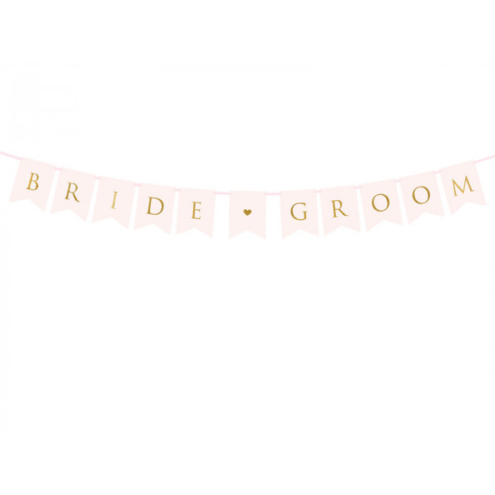 Baner Bride Groom, j. różowy, 15 x 155 cm