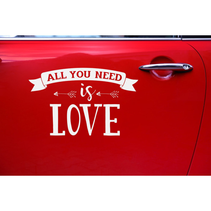 Naklejka ślubna na samochód - All you need is love, 33x45cm