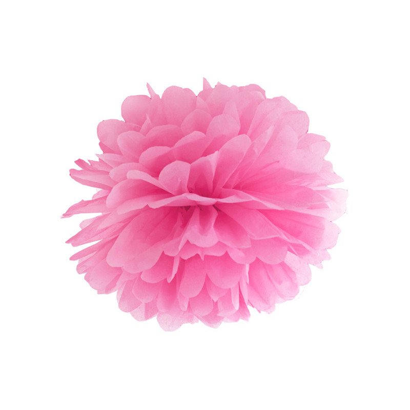Pompon bibułowy, różowy, 25cm