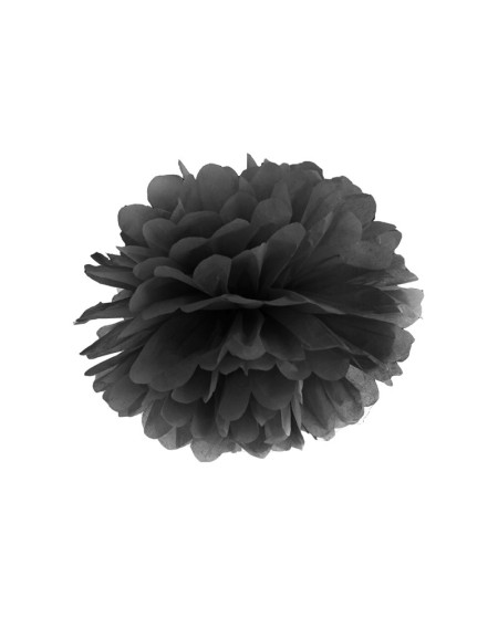 Pompon bibułowy, czarny, 25cm