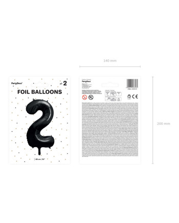 Balon foliowy Cyfra ''2'', 86cm, czarny