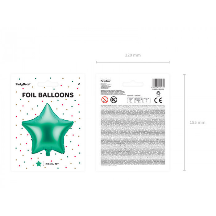 Balon foliowy Gwiazdka, 48cm, zielony