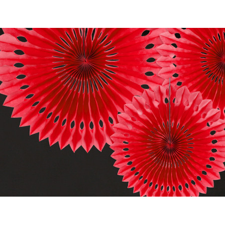 Rozety dekoracyjne, czerwony, 20-30cm (1 op. / 3 szt.)