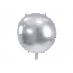 Balon foliowy okrągły Pastylka, 45 cm, srebrny