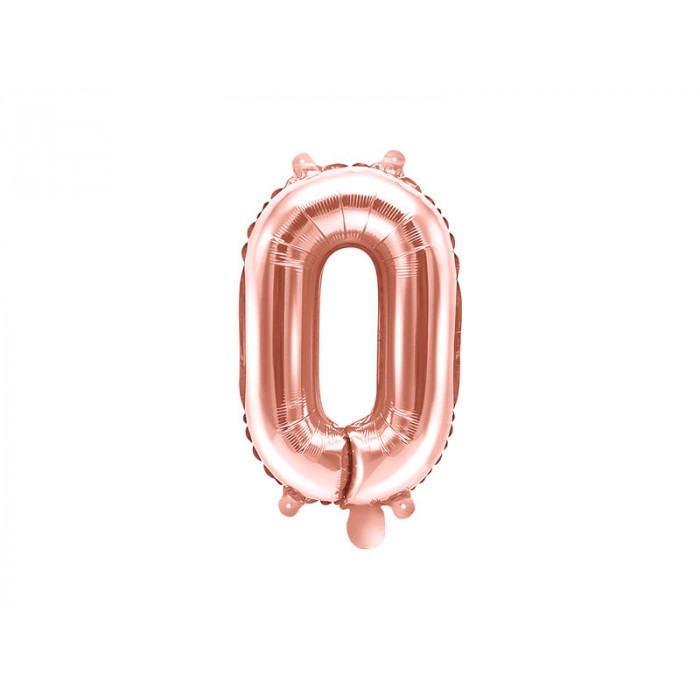 Balon foliowy Cyfra ''0'', 35cm, różowe złoto