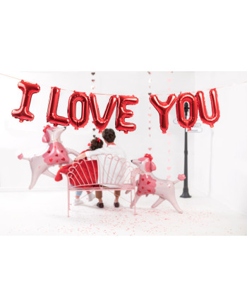 Balon foliowy I Love You, 260x40 cm, czerwony