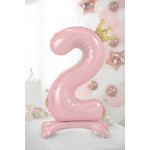 Stojący balon foliowy cyfra "2", 84 cm, jasny różowy