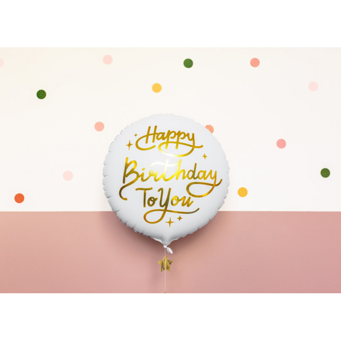 Balon foliowy Happy Birthday To You, 35cm, biały