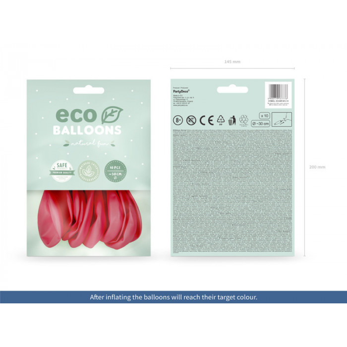 Balony Eco 26cm pastelowe, jasny czerwony (1 op. / 10 szt.)