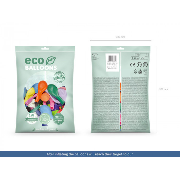 Balony Eco 26cm pastelowe, mix (1 op. / 100 szt.)