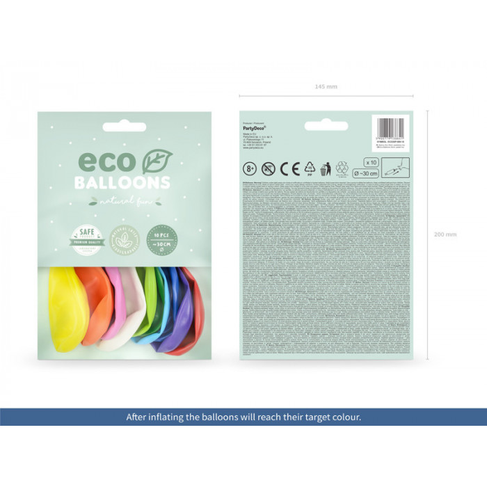 Balony Eco 30cm pastelowe, mix (1 op. / 10 szt.)