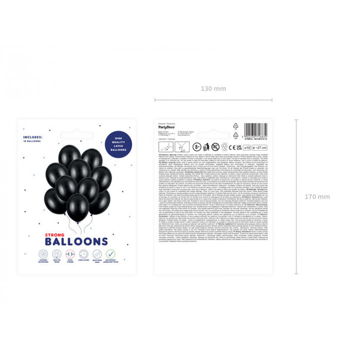 Balony Strong 27cm, Metallic Black (1 op. / 10 szt.)