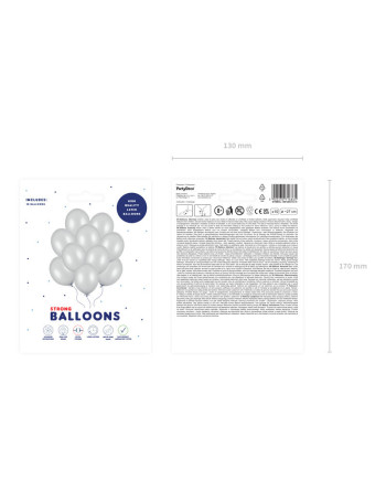 Balony Strong 27cm, Metallic Silver Snow (1 op. / 10 szt.)