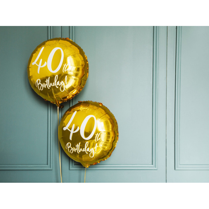 Balon foliowy 40th Birthday, złoty, 45cm