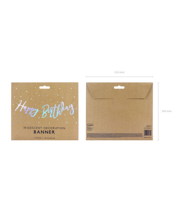 Baner Happy Birthday, opalizujący, 16,5x62cm