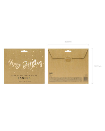 Baner Happy Birthday, złoty, 16.5x62cm