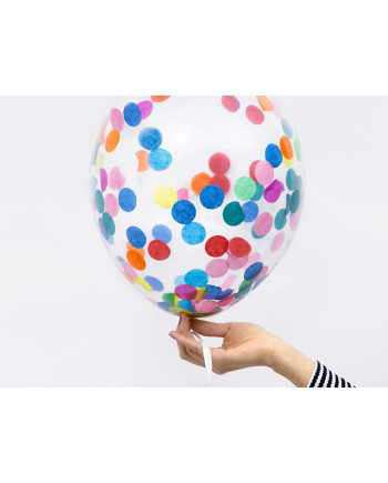 Balony z okrągłym konfetti, 30cm, mix (1 op. / 6 szt.)