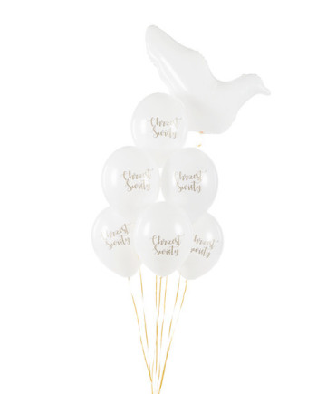 Balony 30 cm, Chrzest Święty, Pastel Pure White (1 op. / 6 szt.)