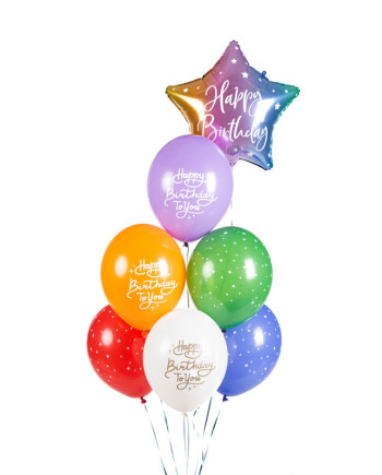 Balony 30 cm, Happy Birthday To You, mix (1 op. / 6 szt.)