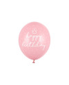 Balony 30cm, happy birthday, P. Baby Pink (1 op. / 6 szt.)