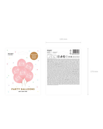 Balony 30cm, happy birthday, P. Baby Pink (1 op. / 6 szt.)