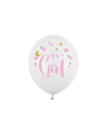 Balony 30cm, It's a Girl, P. Pure White (1 op. / 6 szt.)