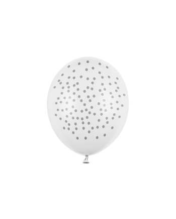 Balony 30cm, Kropki, Pastel Pure White (1 op. / 6 szt.)