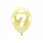 Balony Eco 33 cm, Cyfra '' 7 '', jasny złoty (1 op. / 6 szt.)