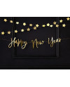 Baner Happy New Year, złoty, 66x18cm