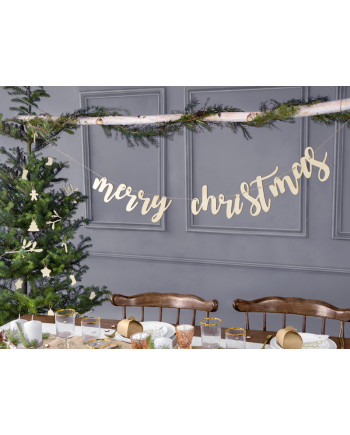 Drewniany baner Merry Christmas, 87x17cm